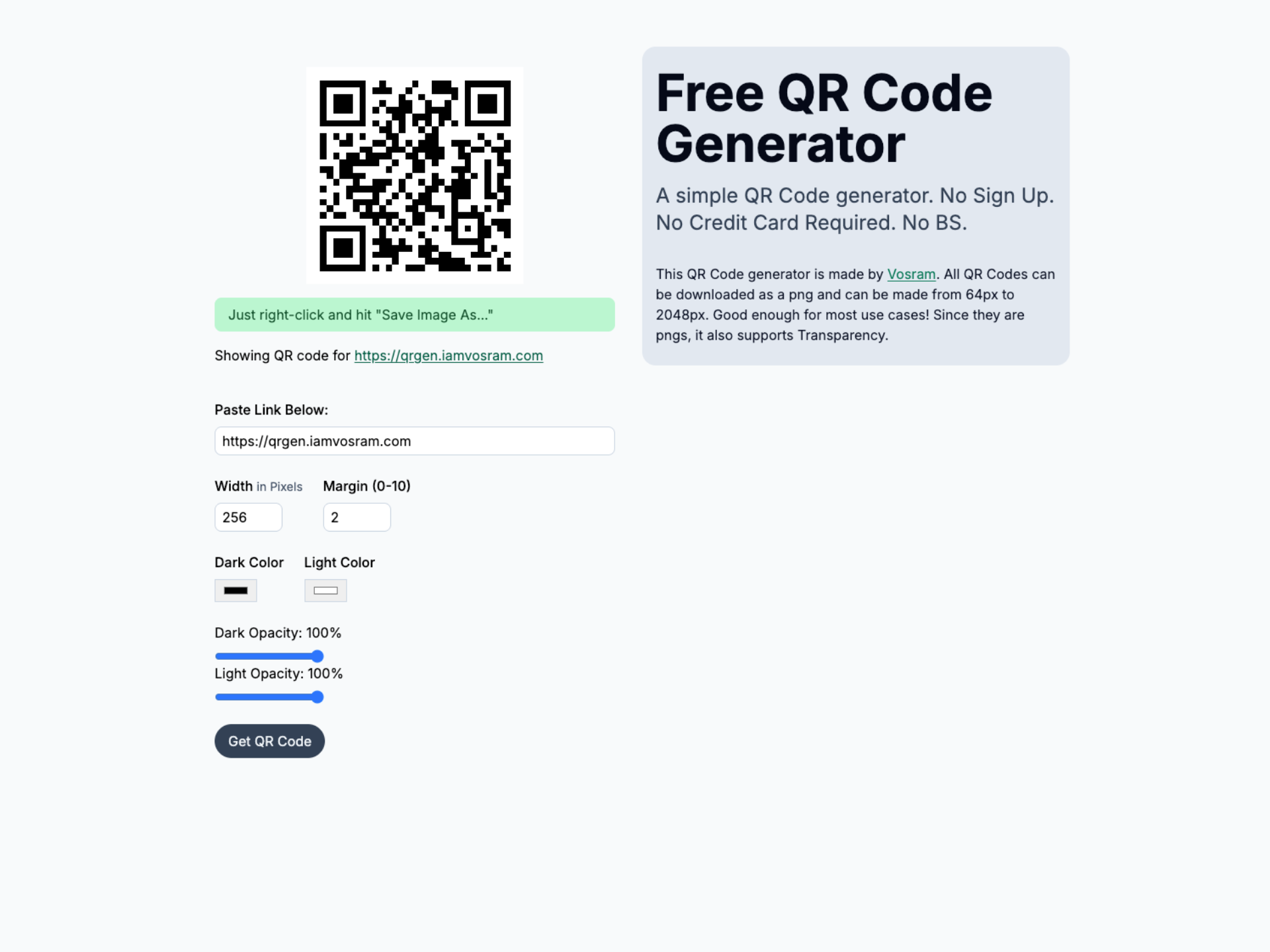 QR code generator by Vosram