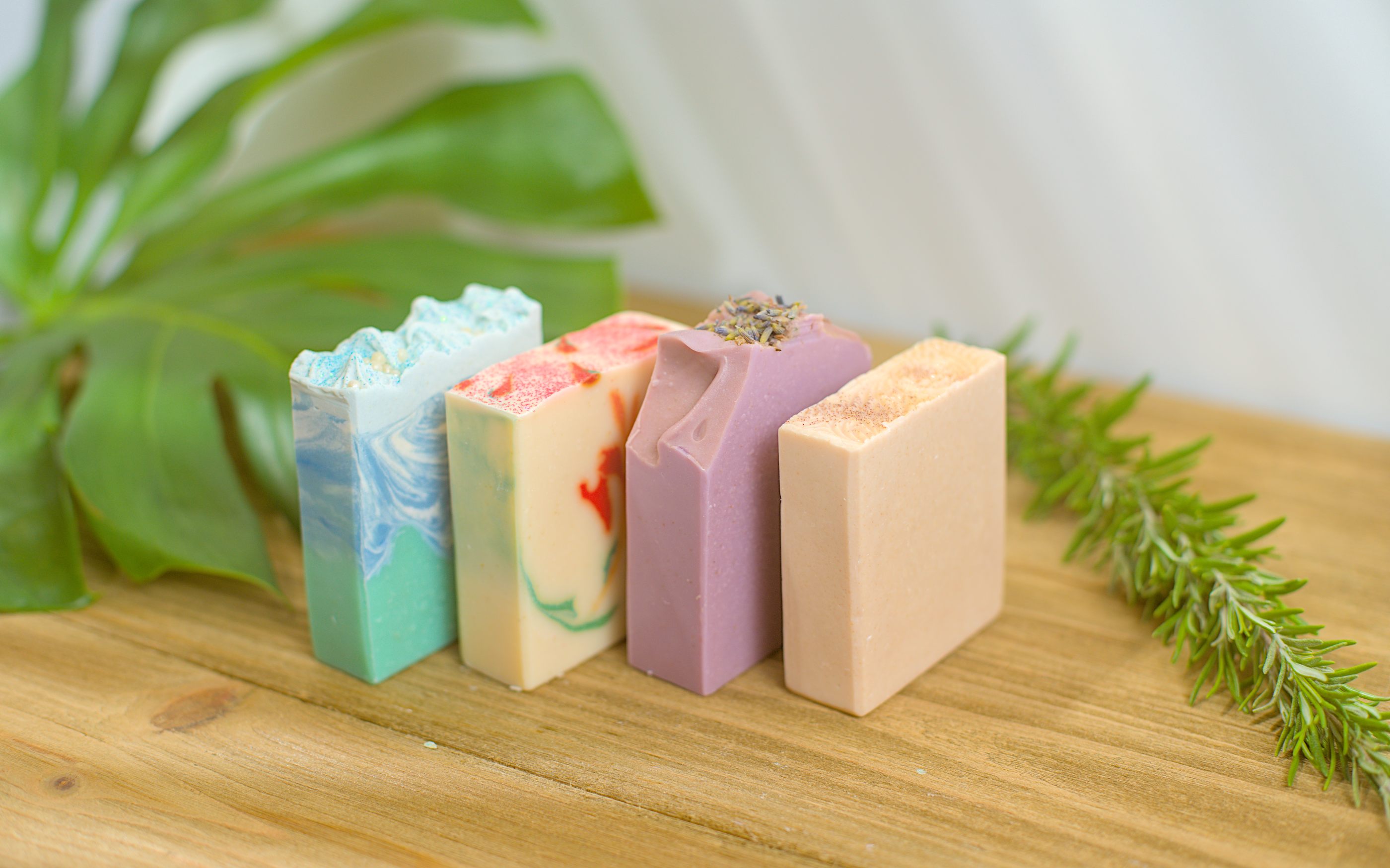 A lineup of artisan cold-process soaps.